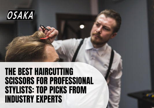 Barber cutting hair with quality haircutting scissors in a modern shop