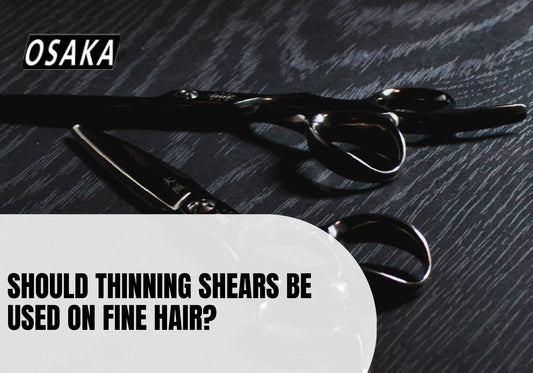 Osaka Hades Left thinning shears with ergonomic handle designed for left-handed hairdressers working on fine hair